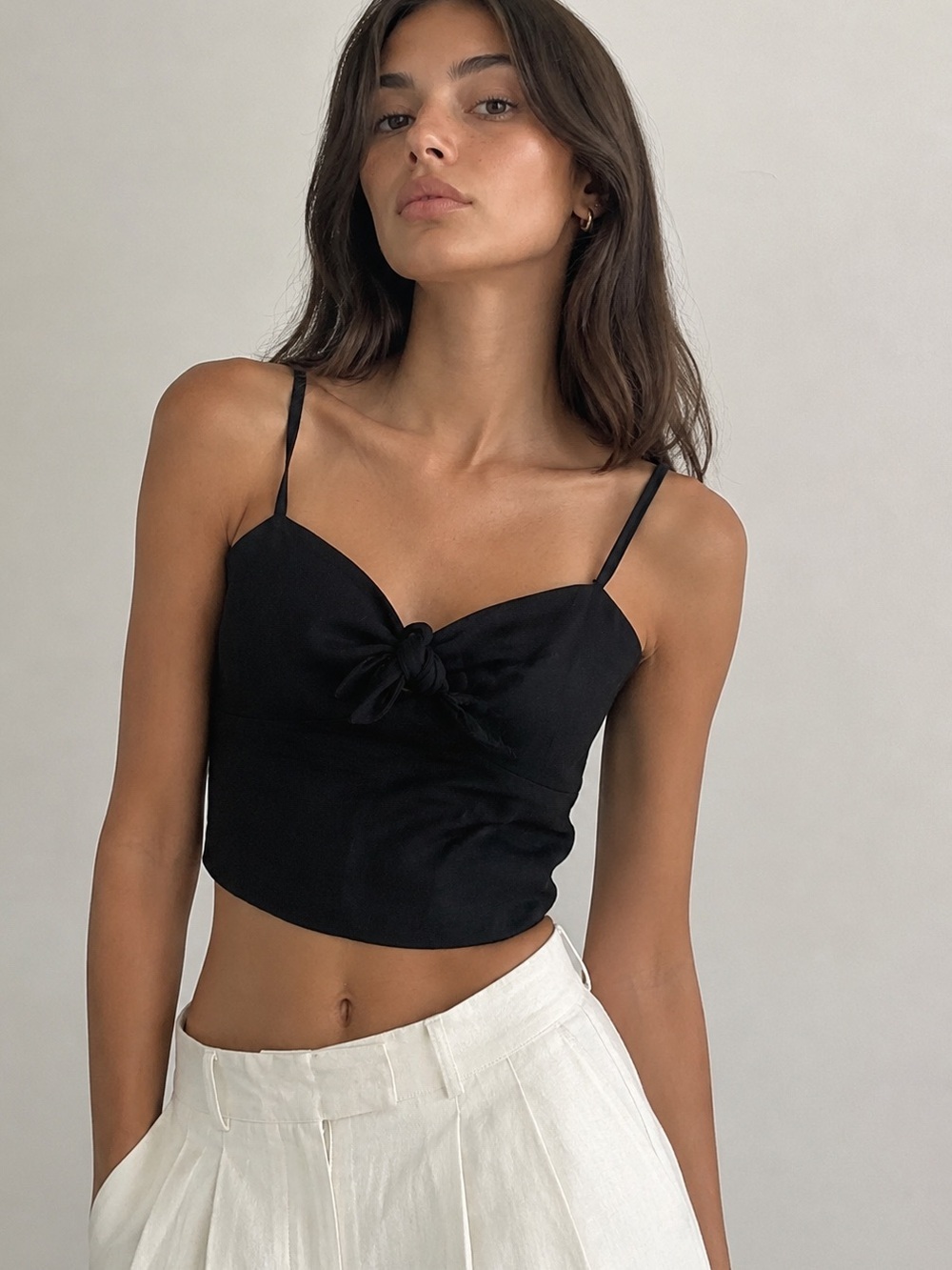 Maje Bow Front Crop Top in Black